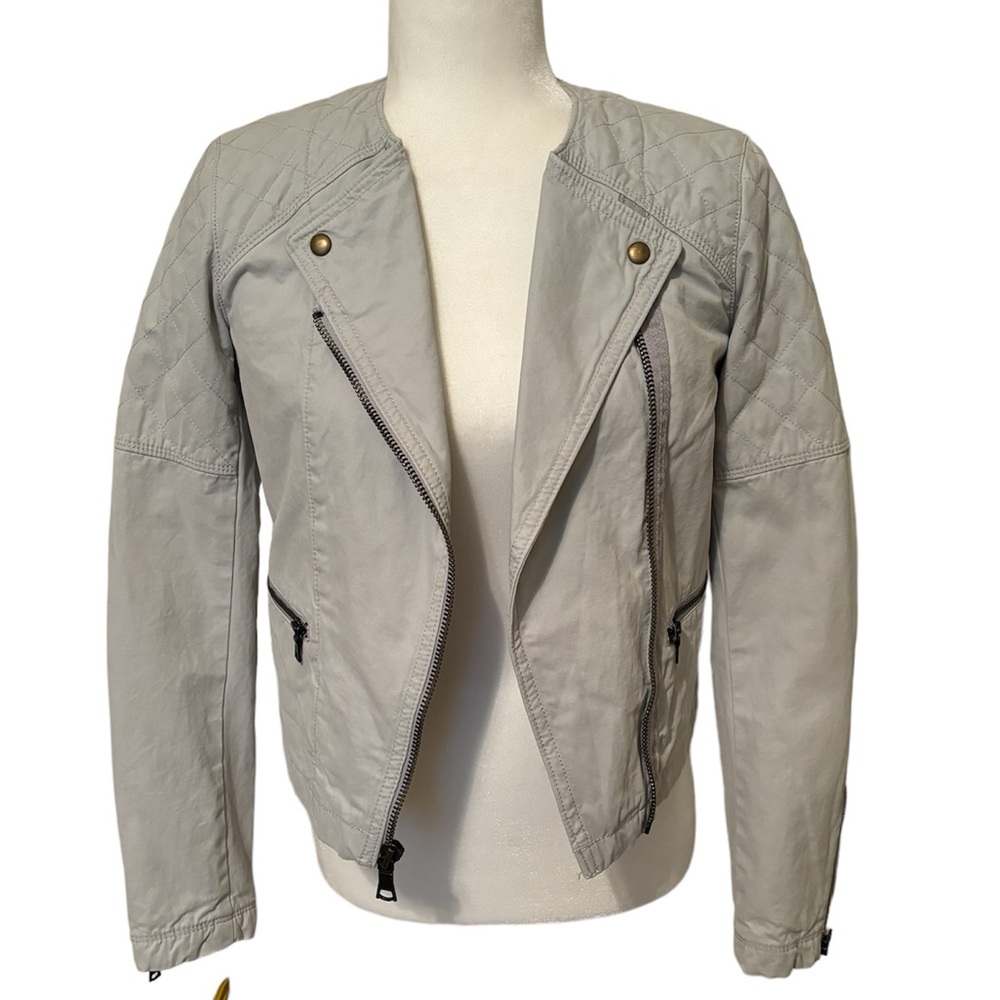 GAP Gray Cotton Moto Jacket Size 0 *NEW*